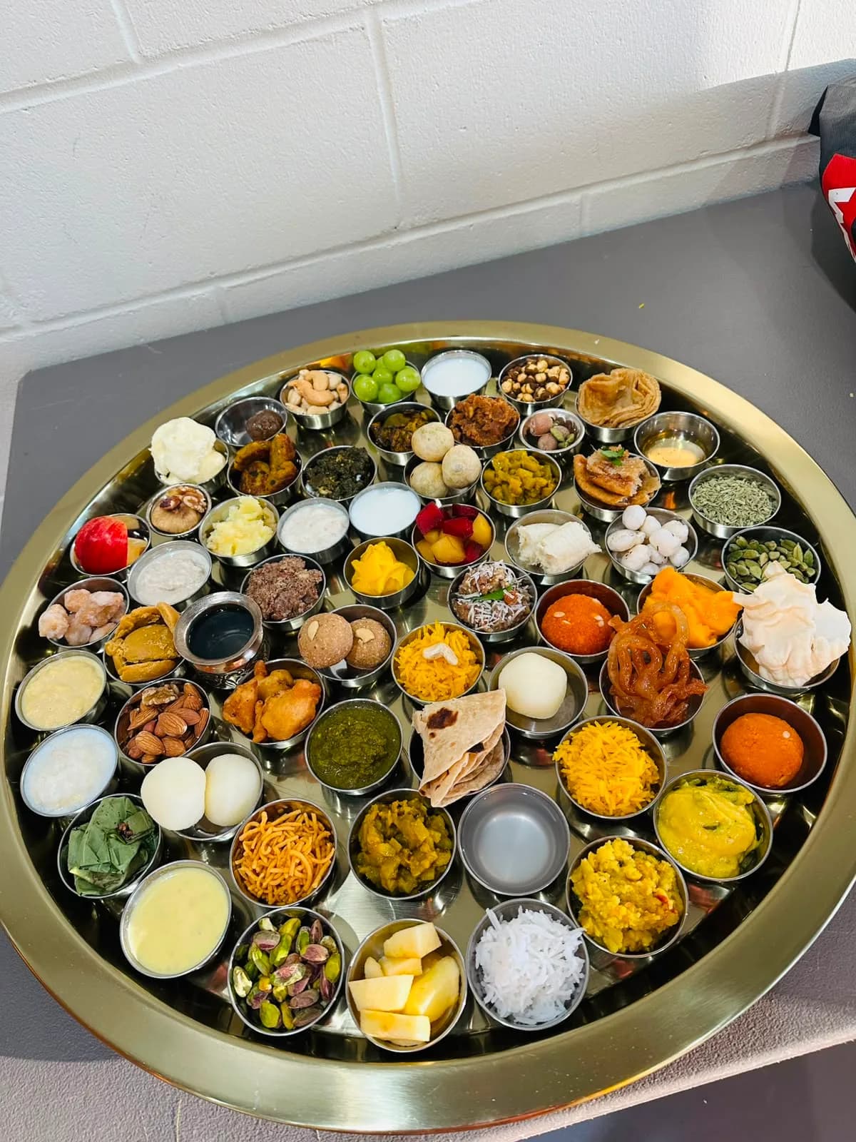 A thali of samagri prepared for the puja