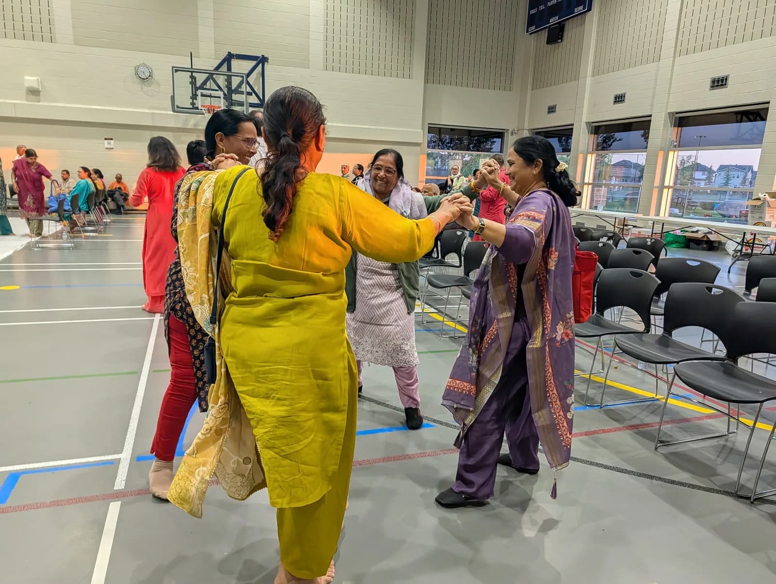 Devotees dance in celebration