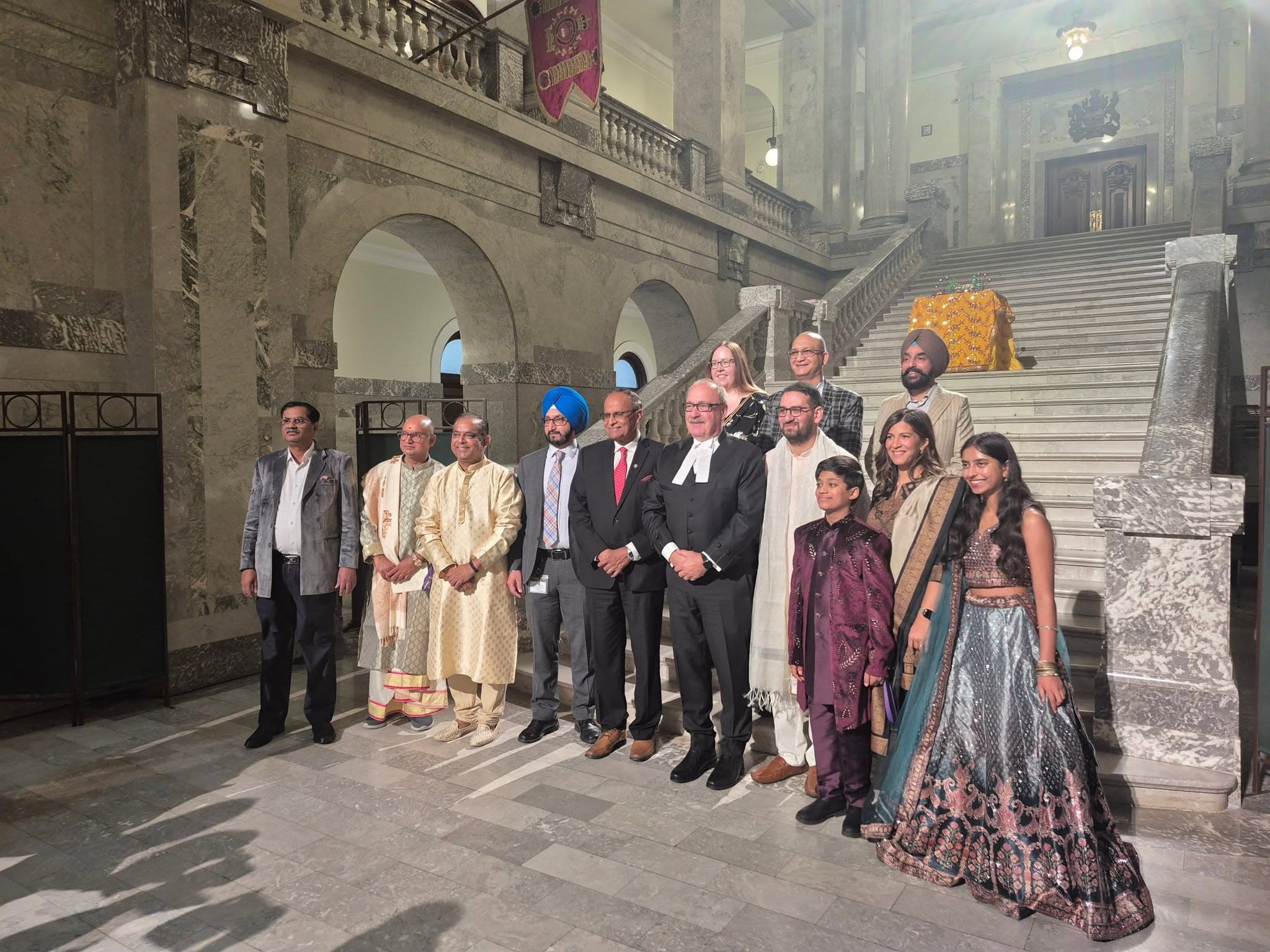 Acharya Vinod Sodiyal at a Diwali celebration at the Alberta Legislature