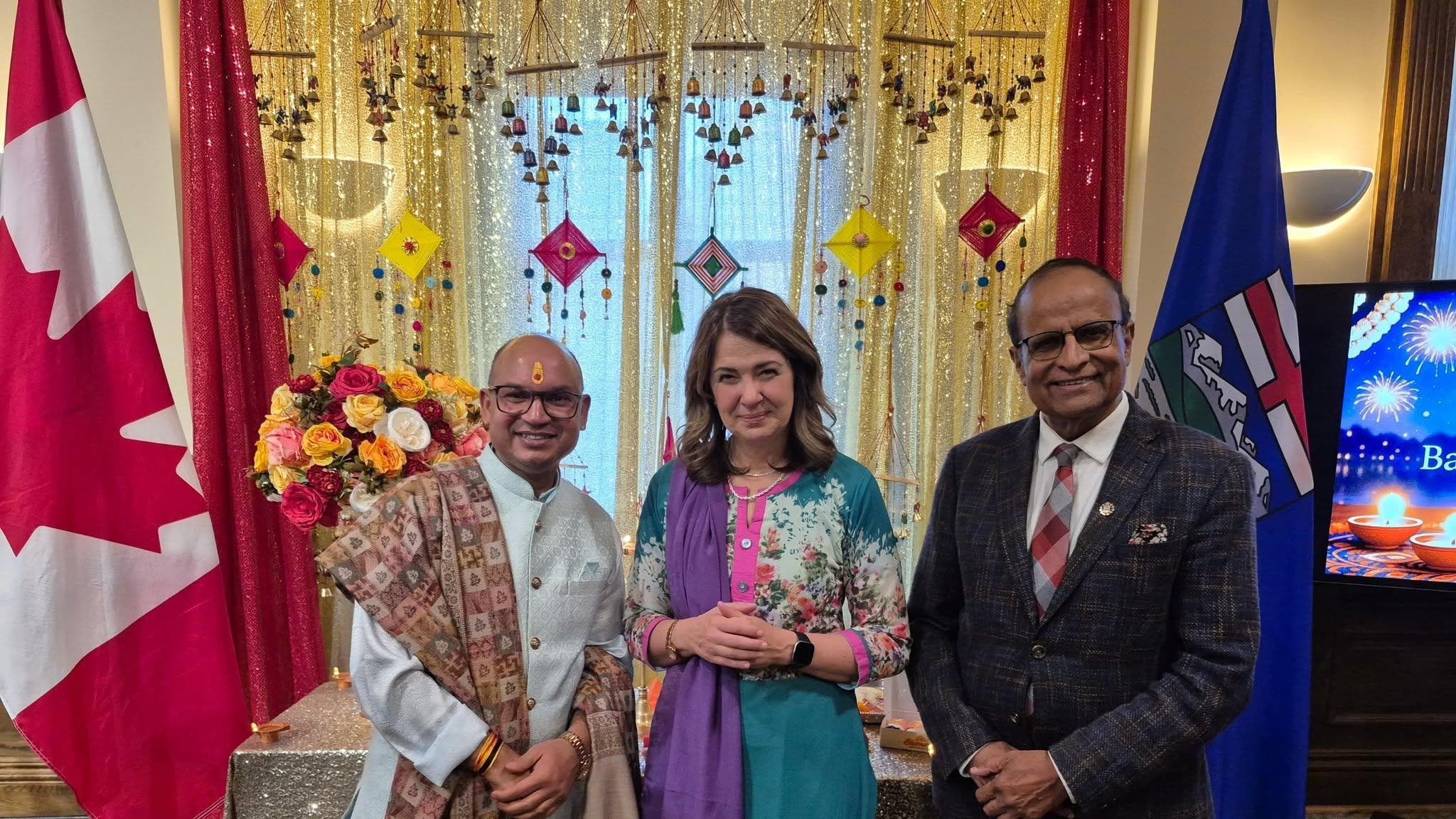 Acharya Vinod Sodiyal with Danielle Smith, Premier of Alberta