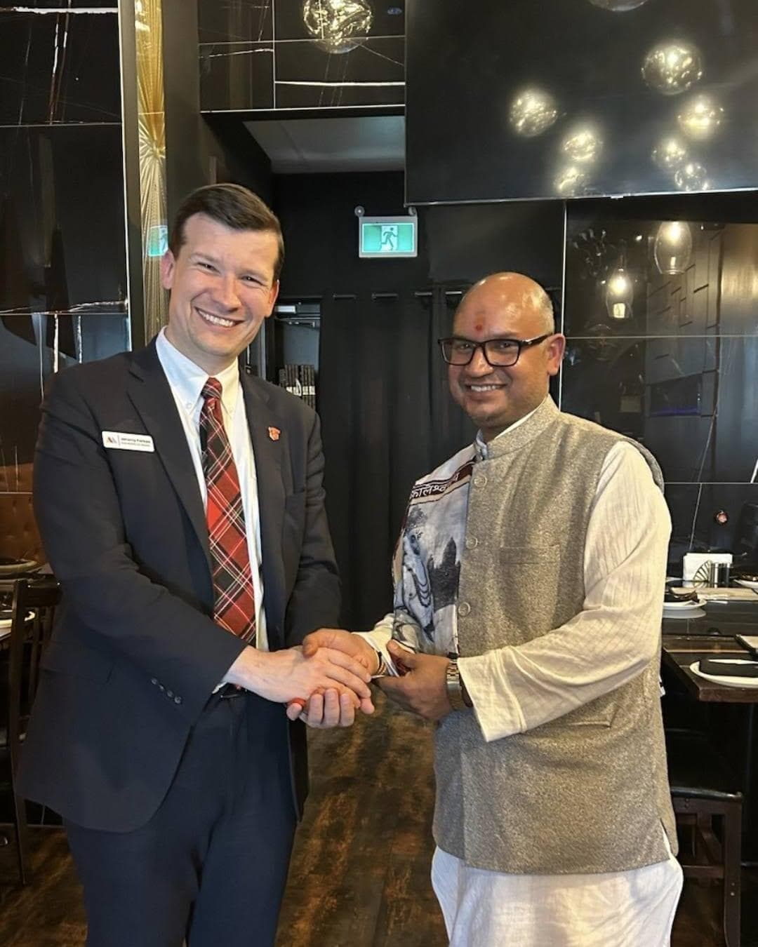 Acharya Vinod Sodiyal with Jeromy Farkas, Mayor of Calgary
